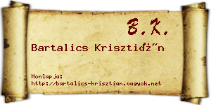 Bartalics Krisztián névjegykártya
